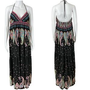 Rampage Y2K Babydoll Tiered Maxi Dress Size 13 Paisley Wimsigoth Fairy Grunge